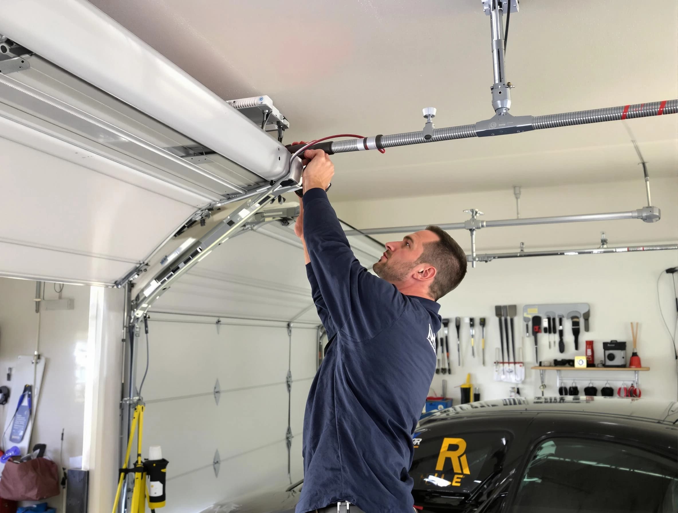 Clearfield Garage Door Repair technician performing garage door cable repair in Clearfield