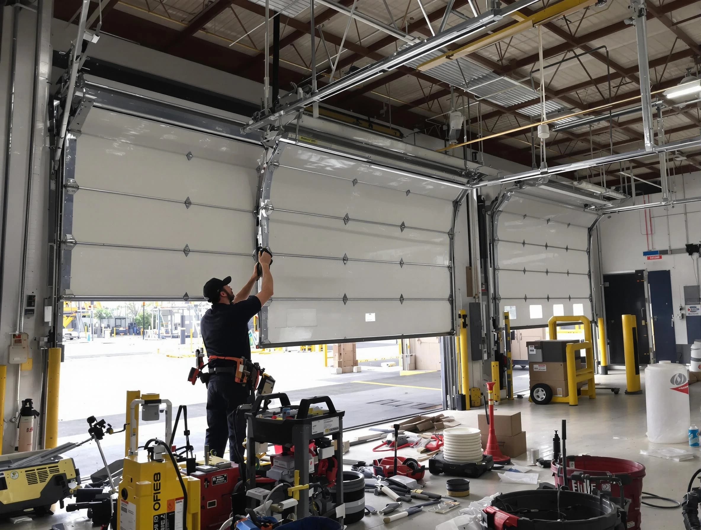 Clearfield Garage Door Repair technician performing commercial garage door repair in Clearfield