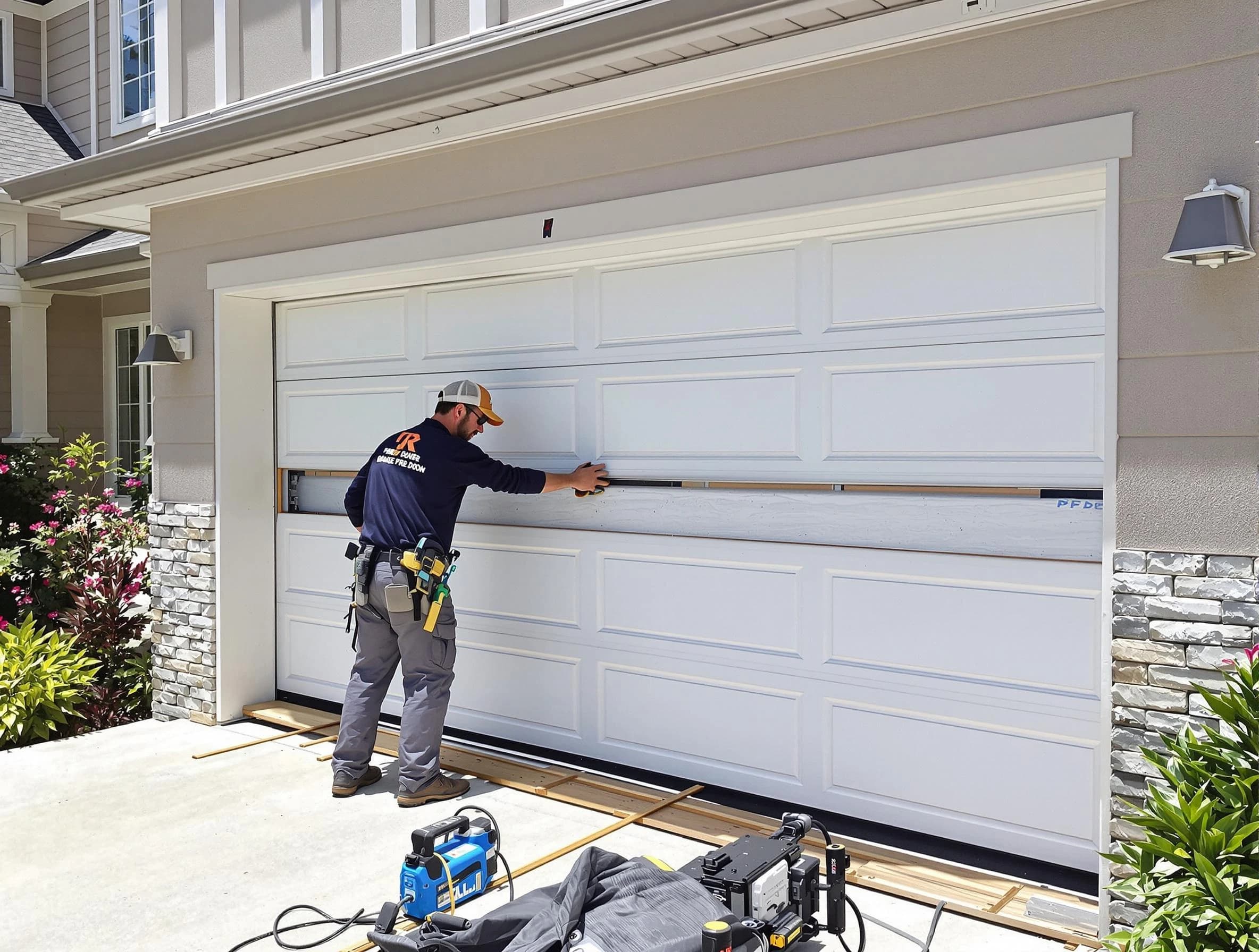 Clearfield Garage Door Repair team performing complete garage door replacement at Clearfield residence
