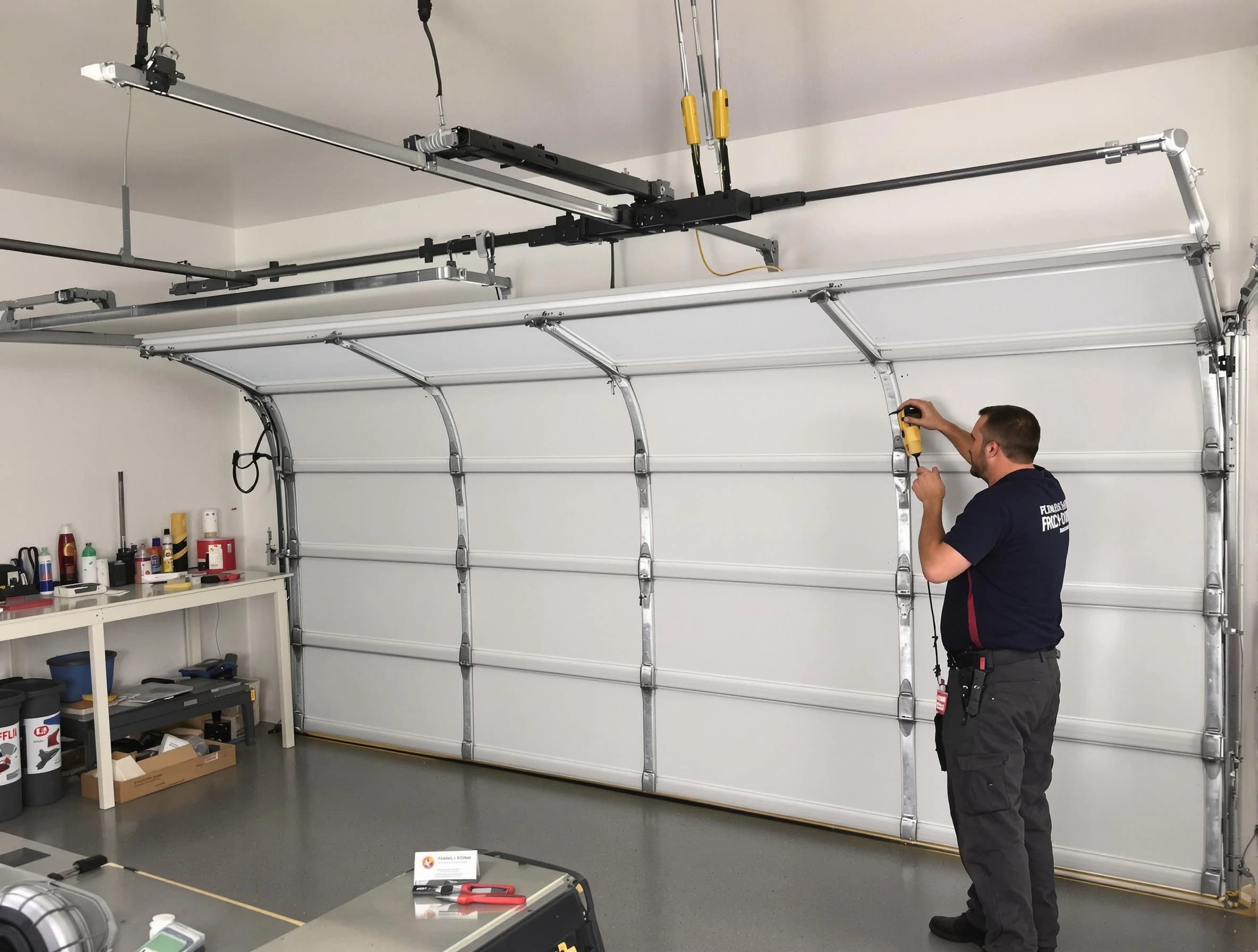 Clearfield Garage Door Repair certified technician performing overhead door system repair in Clearfield