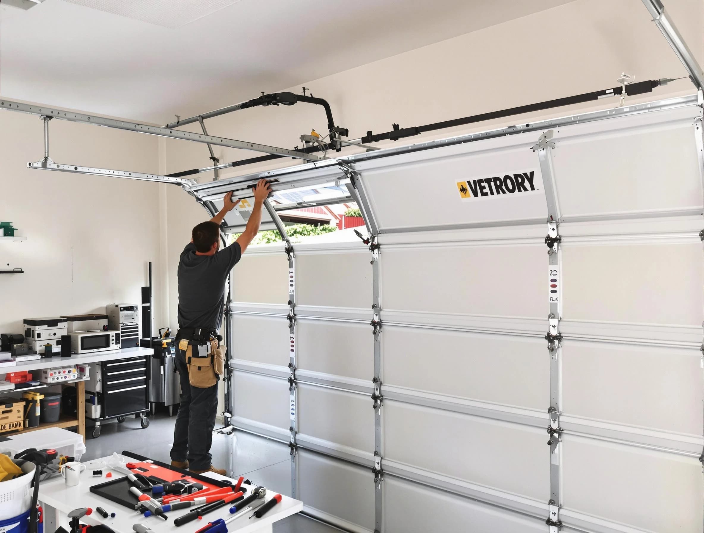 Clearfield Garage Door Repair technician performing section replacement in Clearfield