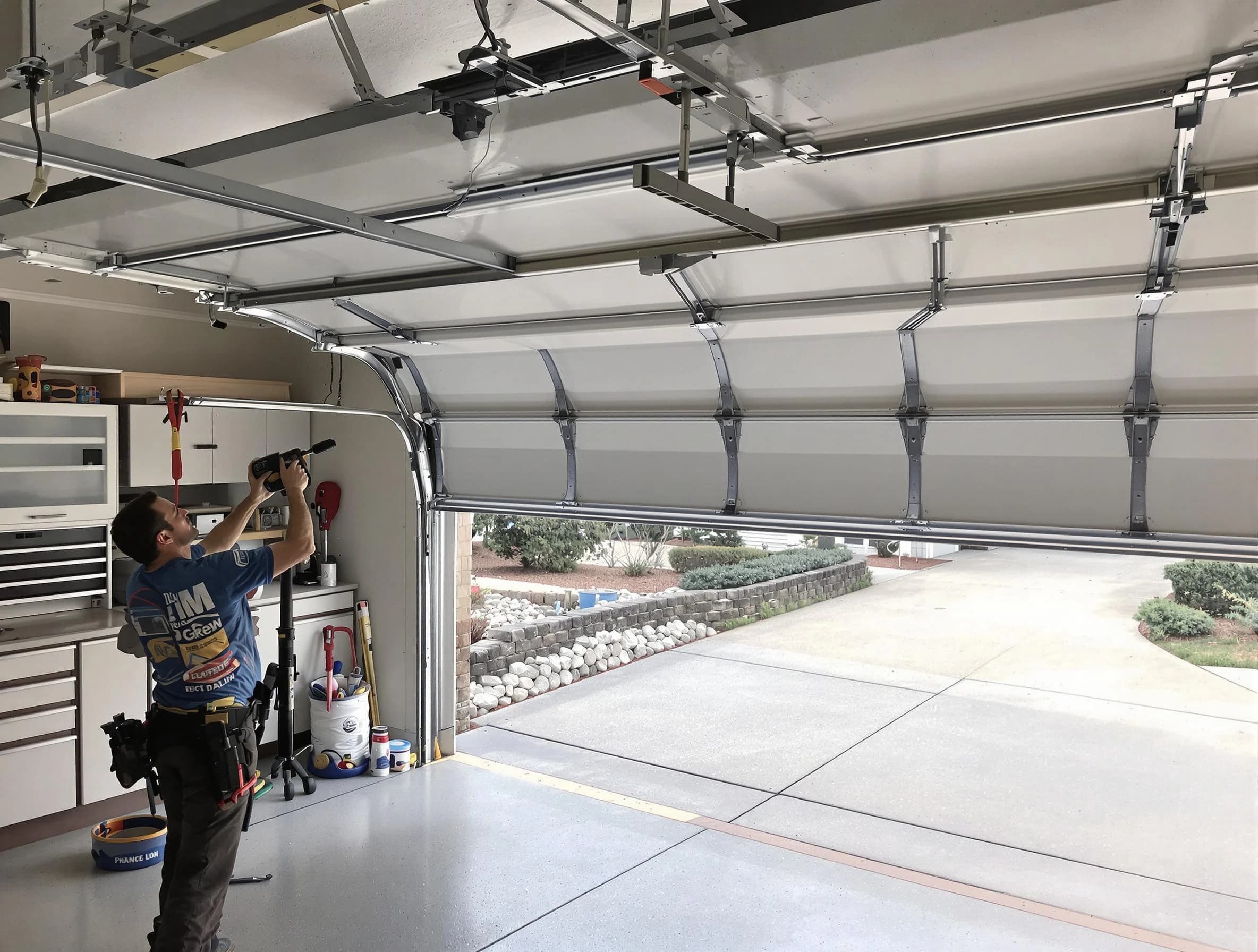 Garage door track repair service by Clearfield Garage Door Repair in Clearfield