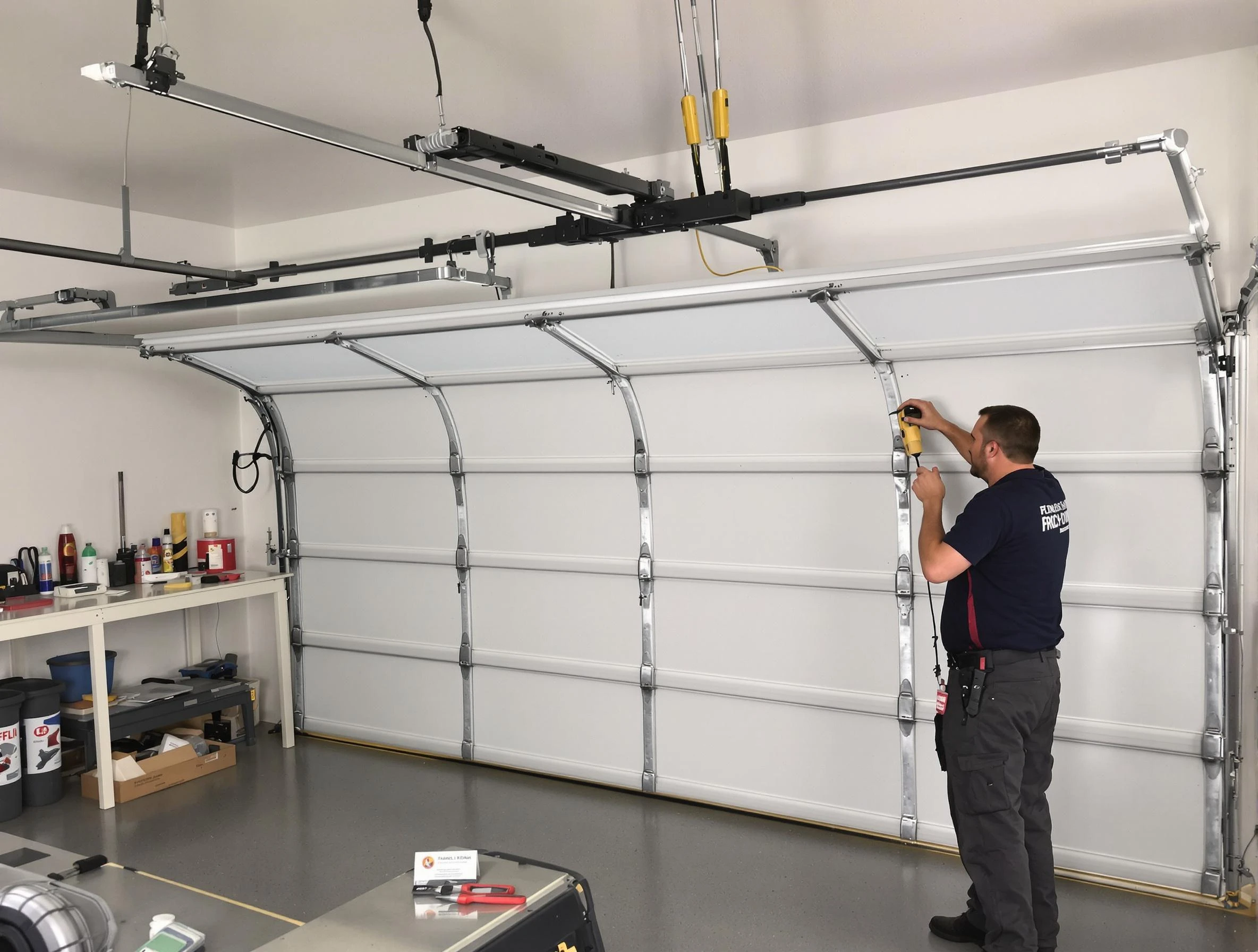 Clearfield Garage Door Repair certified technician performing overhead door system repair in Clearfield